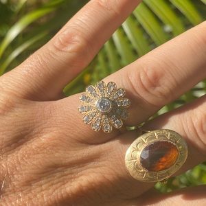 Vintage 14kt gold and diamond floral Art Deco wedding ring